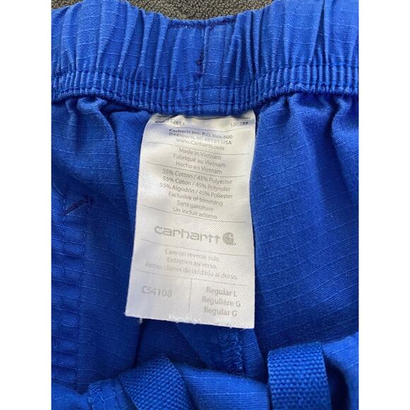 Blue Carhartt Sz L Pockets Elastic Waist Comfort Wide Leg Pants - Picture 7 of 10
